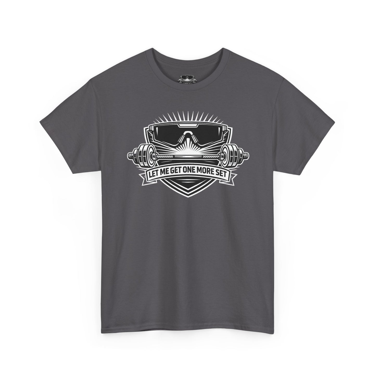Shield Line Art Tee — "Let Me Get One More Set"