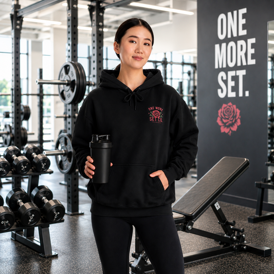 Discipline Over Motivation Hoodie — 'Show Up Anyway' Rose Graphic