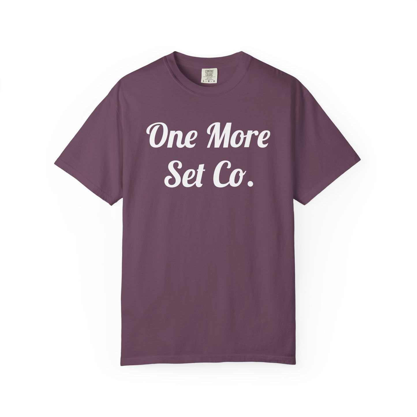 One More Set Co. Cursive Tee — Bold Script Gym T-Shirt