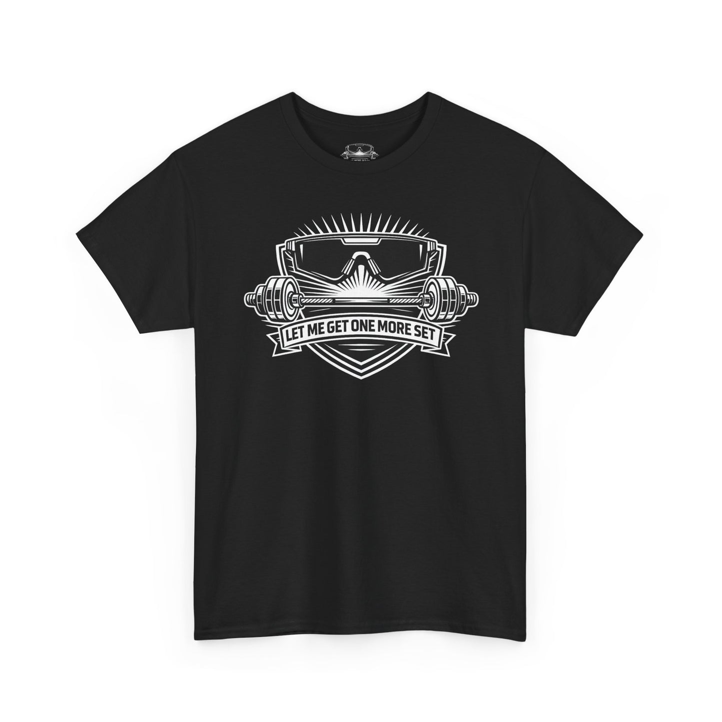 Shield Line Art Tee — "Let Me Get One More Set"