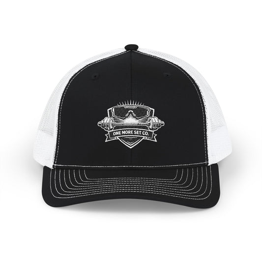 One More Set Co. Snapback Trucker Cap | Badge Logo